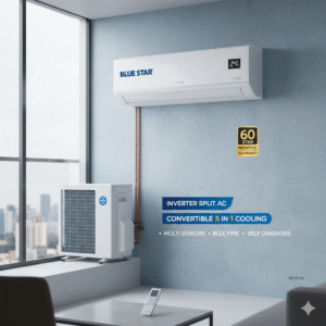 Blue Star 1 Ton 3 Star, 60 Months Warranty, Inverter Split AC (Copper, Convertible 5 in 1 Cooling, Multi Sensors,Blue Fins, Self Diagnosis, IE312YNU, White)